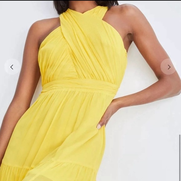 VERONICA BEARD Florencia Sleeveless Tiered Silk Lined Maxi Dress Size 6 Yellow - Picture 2 of 16